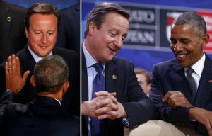 David Cameron and Barack Obama embrace at NATO summit despite Brexit 'back of the queue' threats