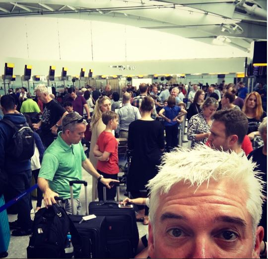 Phillip Schofield shared this picture of the Heathrow chaos on Instagram