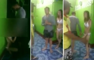 American girl performs drunken sex act on Irishman in full view of the public