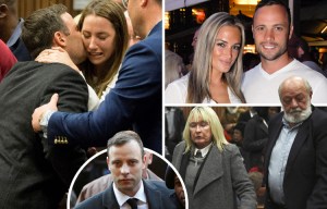 Oscar Pistorius' kiss for sister Aimee after he was given six year sentence... but could be out in 3 years