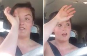 Woman's agony as she sweats and struggles to breathe... to show how deadly it is for dogs in hot cars