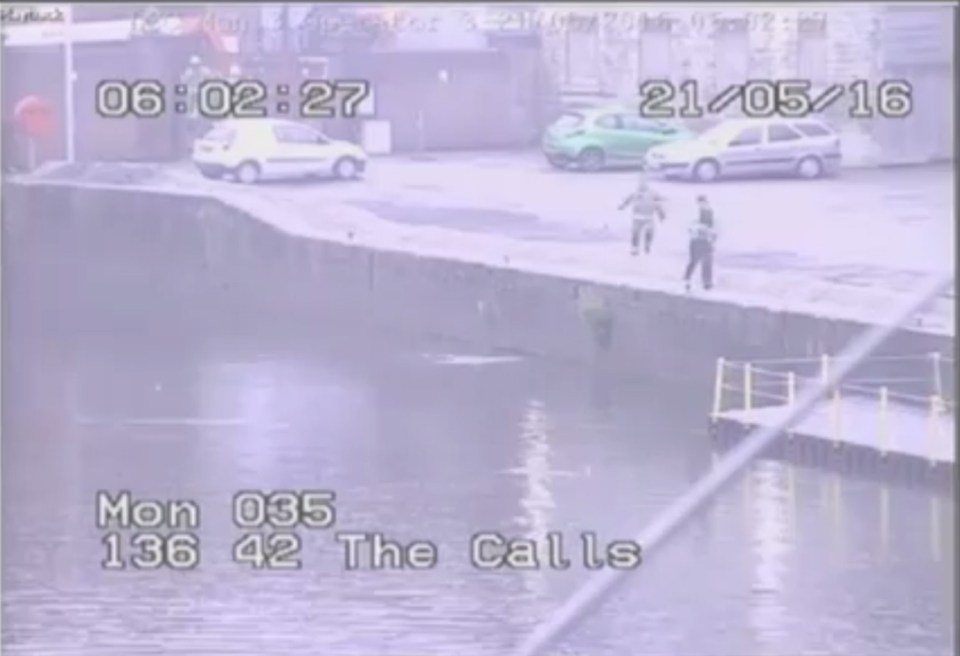 Gallant firefighters rush to the mans aid as they realised he was in trouble