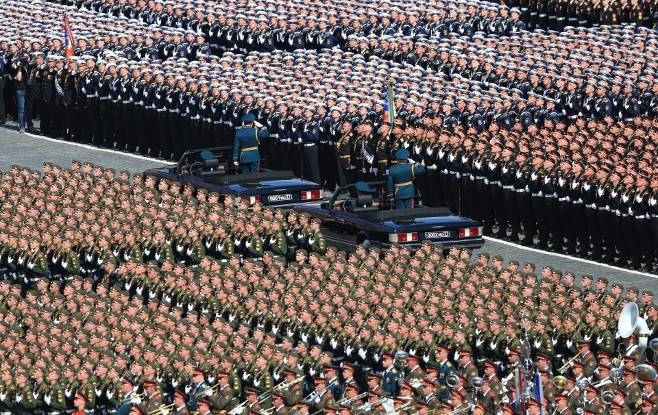 Russian servicemen take part in the Victory Day Parade in the Red Square in Moscow