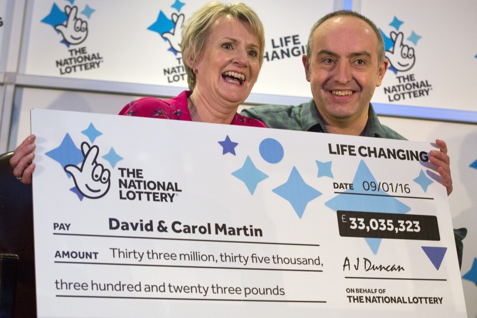 David and Carol Martin also picked up a £66 million jackpot