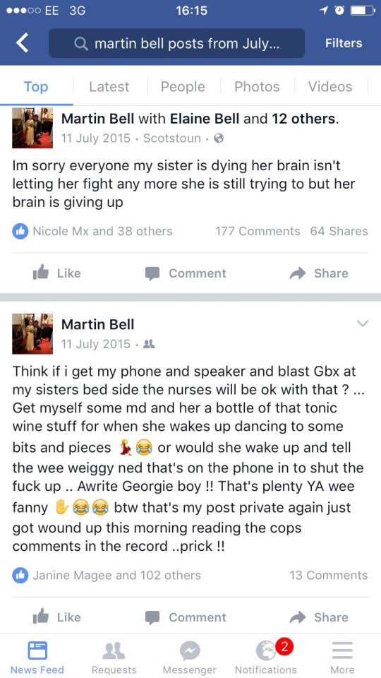 Martin posted news about his dying sister on Facebook last year