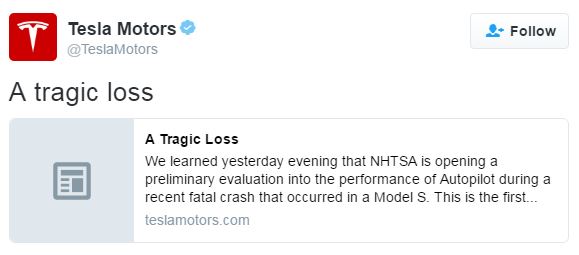 TESLA paid tribute on their Twitter page but did not name the victim