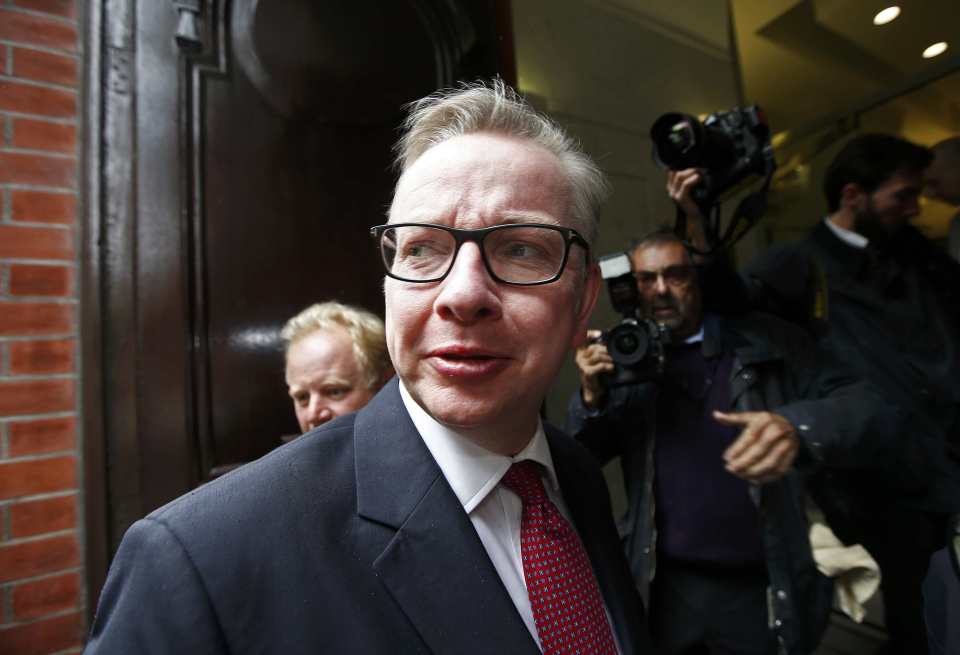 Britain's Justice Secretary, Michael Gove, arrives to deliver his speech after announcing his bid to become Conservative Party leader, in London