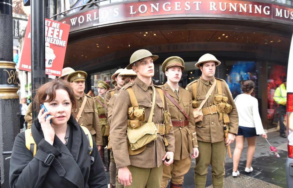Masses of young men broke into renditions of Were Here Because Were Here, moving commuters to tears