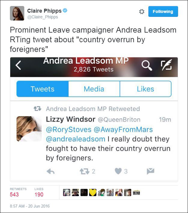 Andrea Leadsom tweets