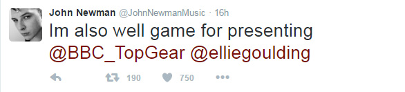 John Newman also threw his name into the hat