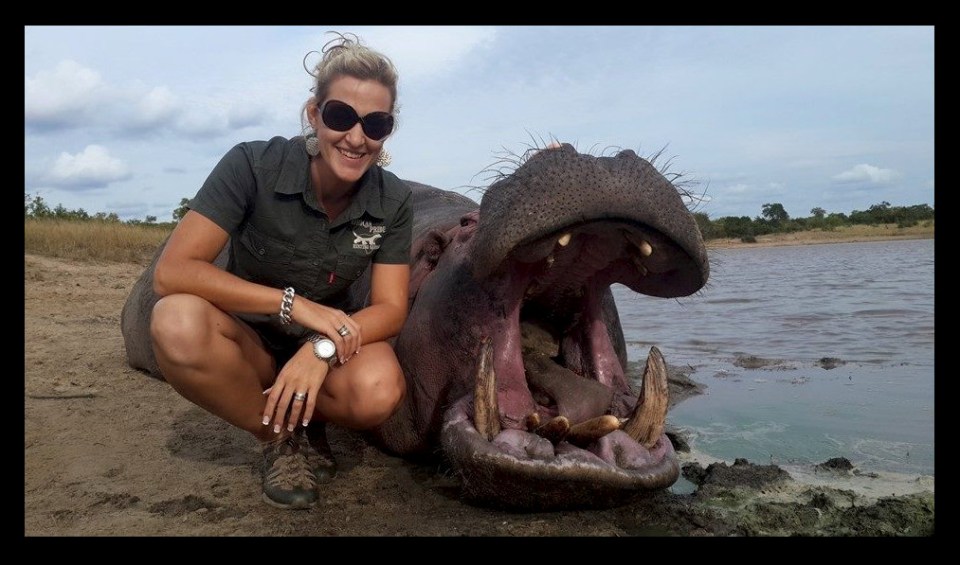 Other animals she has posted sickening images of include slaughtered hippos