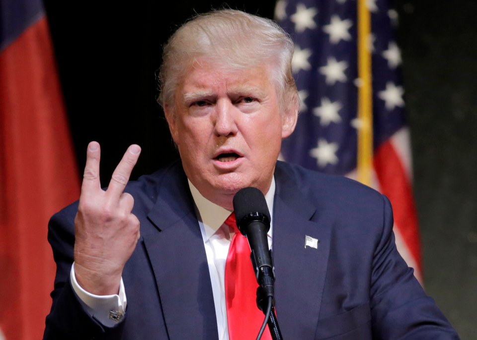 Republican U.S. presidential candidate Donald Trump speaks at a campaign rally in Raleigh.