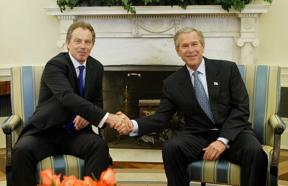President Bush and PM Blair meet at White House