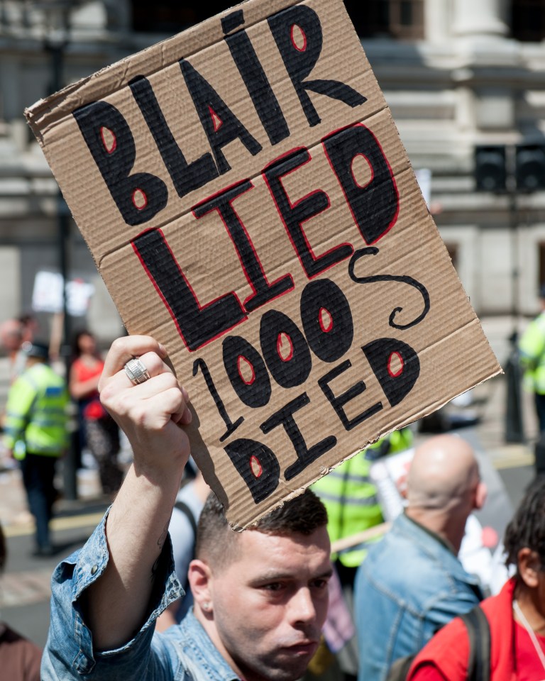 Protest in London as the Chilcot Report is Published.