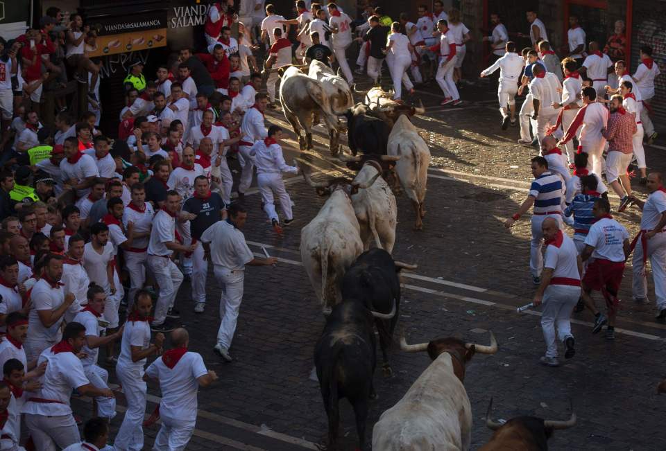 Participants are forced to run for the lives for fun as part of the annual Spanish festival