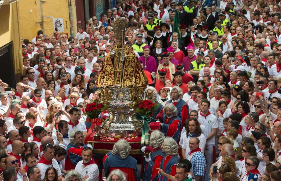 The effigy is taken through the streets of the north Spanish town as the festival kicks off