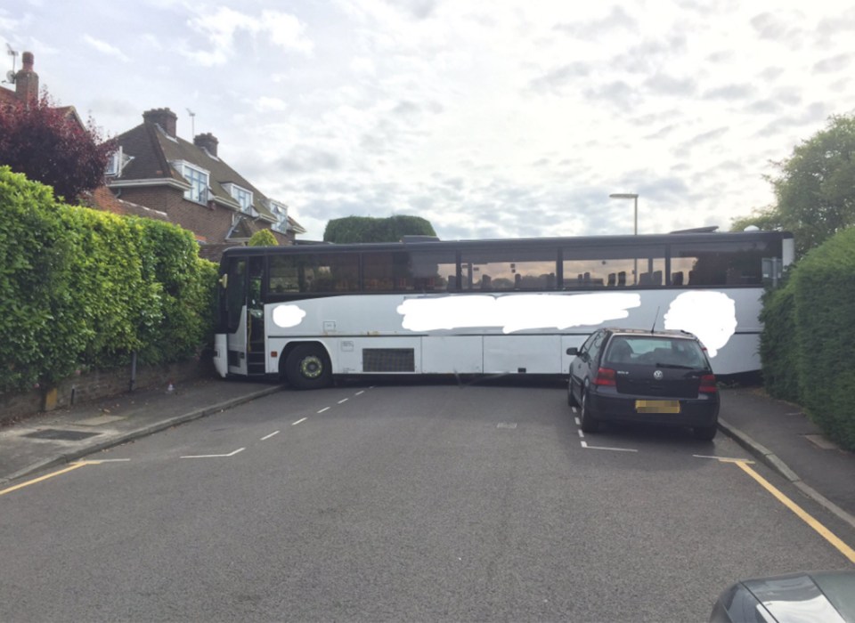 The coach was stuck in the dead-end street for roughly an hour, meaning some residents were unable to get to their homes
