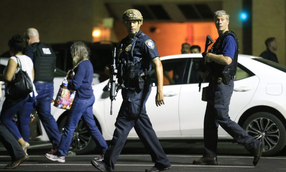 Heavily-armed police responded to the gunshots last night as the full horror of the shootings emerged
