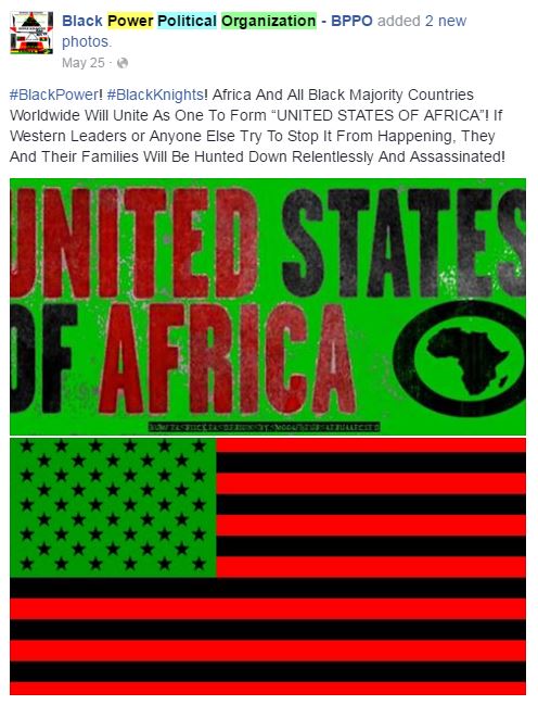The black rights group threatened to 'hunt down relentlessly' any western leaders who oppose a "United States of Africa"