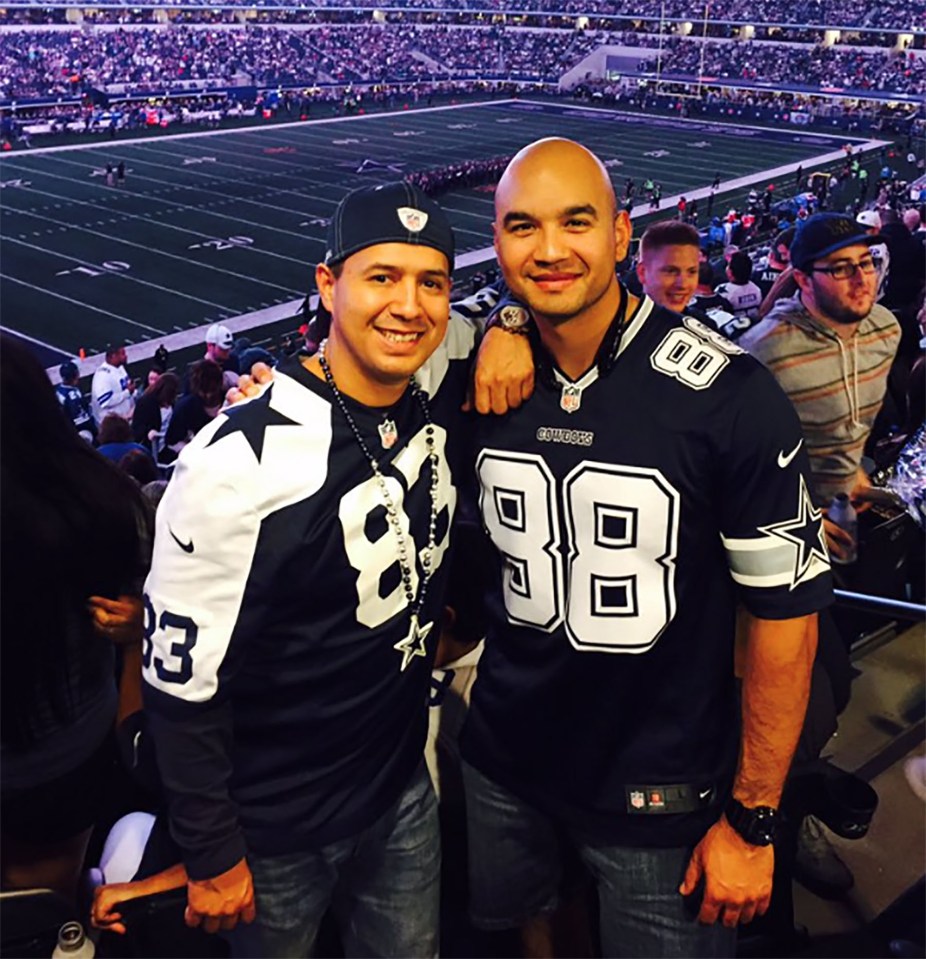 Sport-loving Patrick Zamarripa (left) pictured with his police partner at an American Football match