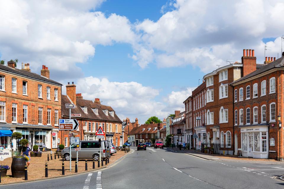 The High Street in Woburn, Bedfordshire, England, UK