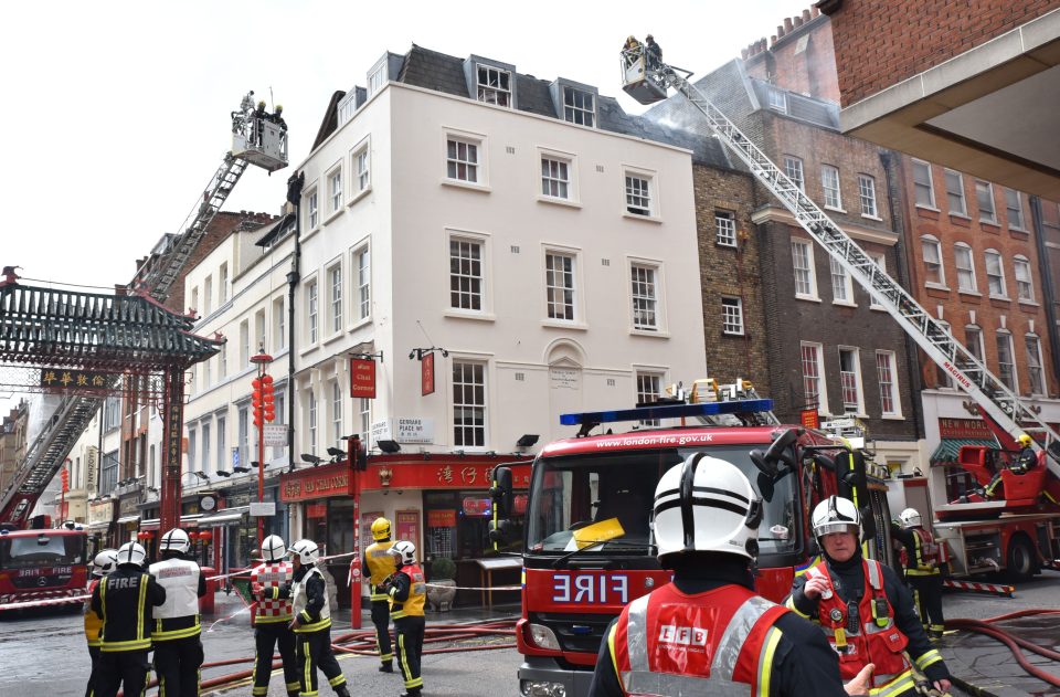 Fire in Chinatown, London, UK - 10 Jul 2016