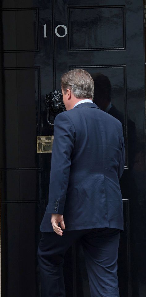 David Cameron was caught saying "right" as he closed the No10 door behind him