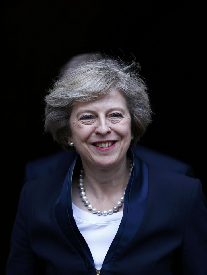 May was all smiles as she emerged to speak to reporters after being confirmed as Britain's next Prime Minister