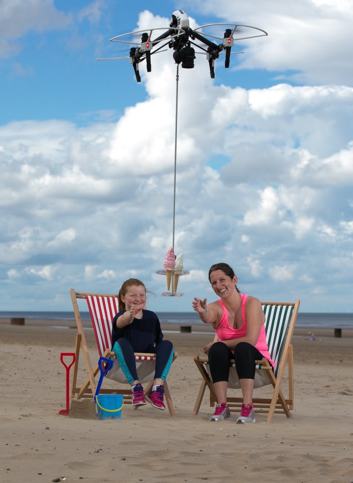 The ice creams are delivered via a £4,000 drone