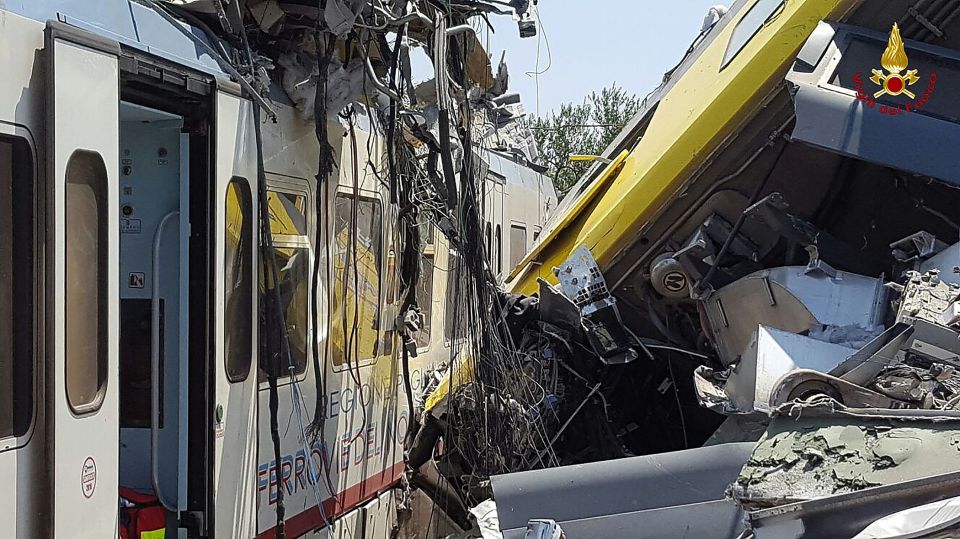 The two trains were travelling near Bari when they collided