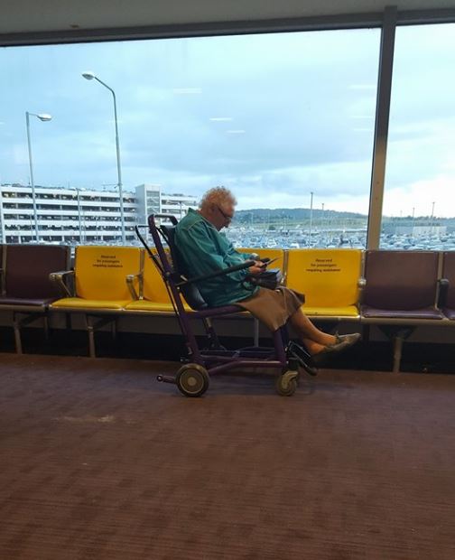 The elderly lady had apparently been abandoned at the airport 