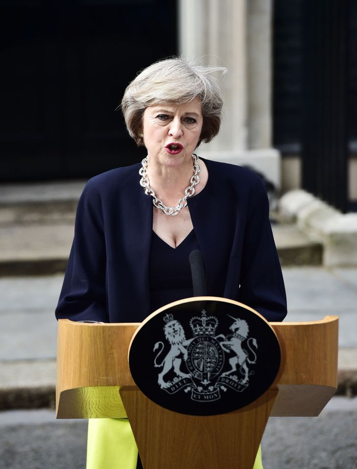 Mrs May made a speech outside No10 before heading inside her new home