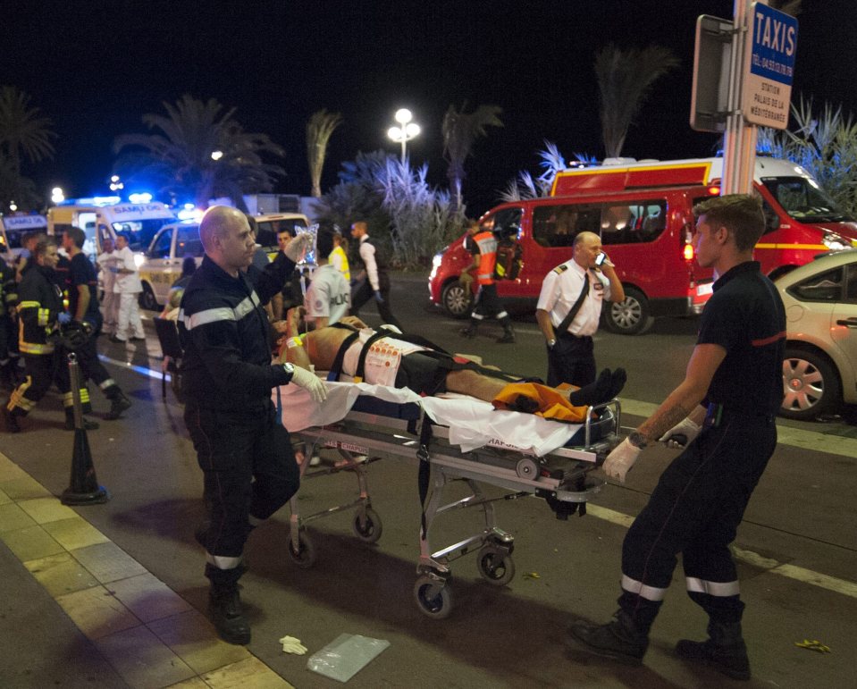 Emergency services rushed to the scene to help treat the hundreds left wounded in the Bastille Day attack