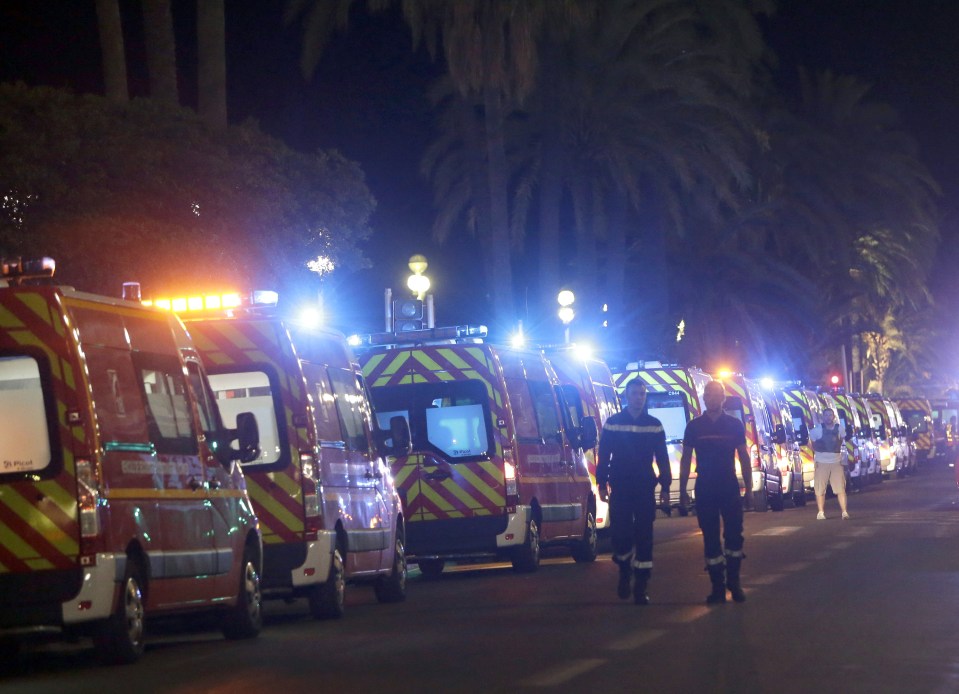 Emergency services rushed to the scene after the truck went on a murderous rampage