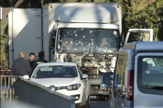 A gunman behind the wheel of a van ploughed into innocent people