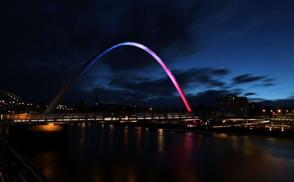 The Gateshead Millennium Bridge reflects support from the north east