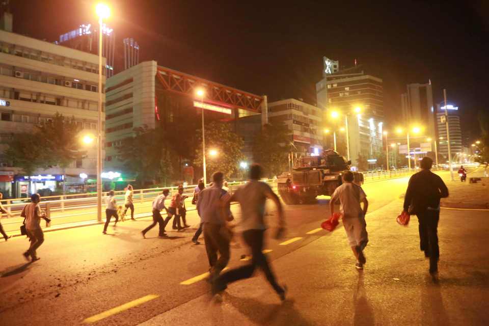 Residents take to the streets during last night's attempted coup