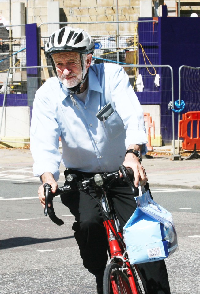 Mess . . . Corbyn takes home cat litter yesterday