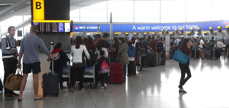 An image from July 16 showing a queue stretching through Heathrow's Terminal 5