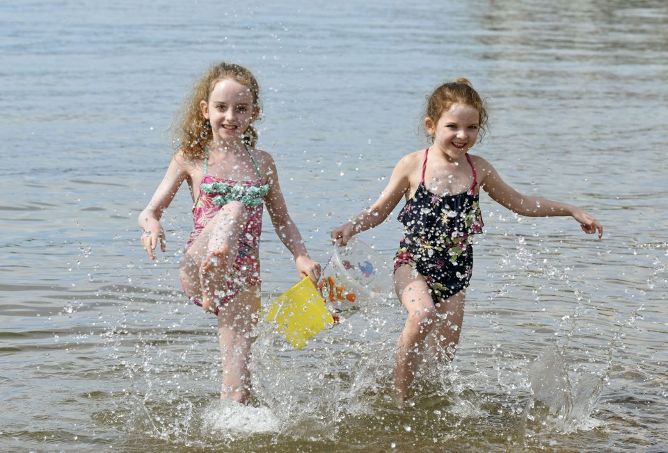 Lilly MacDonald, nine, and her sister Ruby, seven, were out today enjoyed the warm weather in Southsea