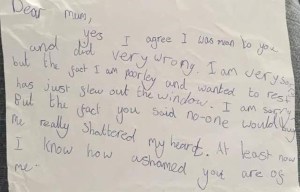 Careful what you say, mums! Girl's letter after a row proves you should think before you snap