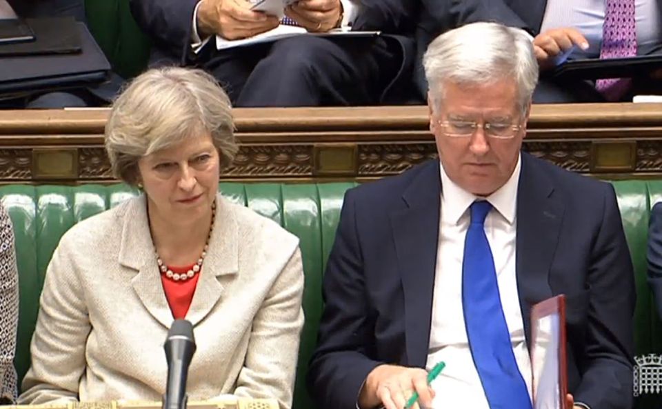 Prime Minister Theresa May and Defence Secretary Michael Fallo