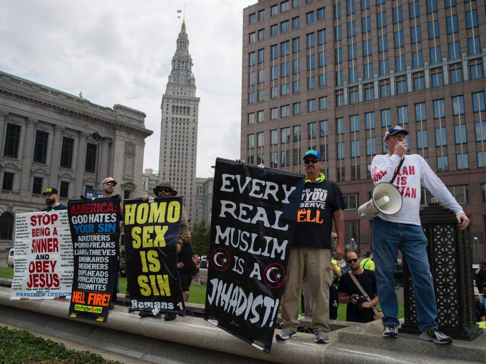 Pro-Trump supporters shout at anti-Trump