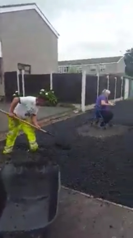 The woman was believed to be protesting over disability access at the kerb which was being relaid
