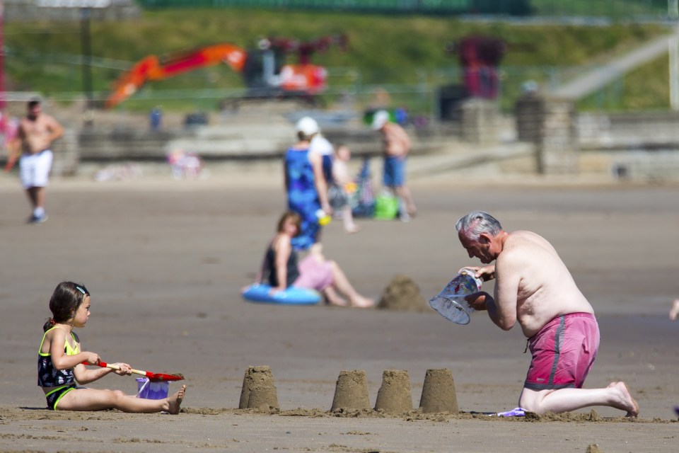 Families are enjoying the weather on Scarborough beach. Temperatures could even reach a record high today