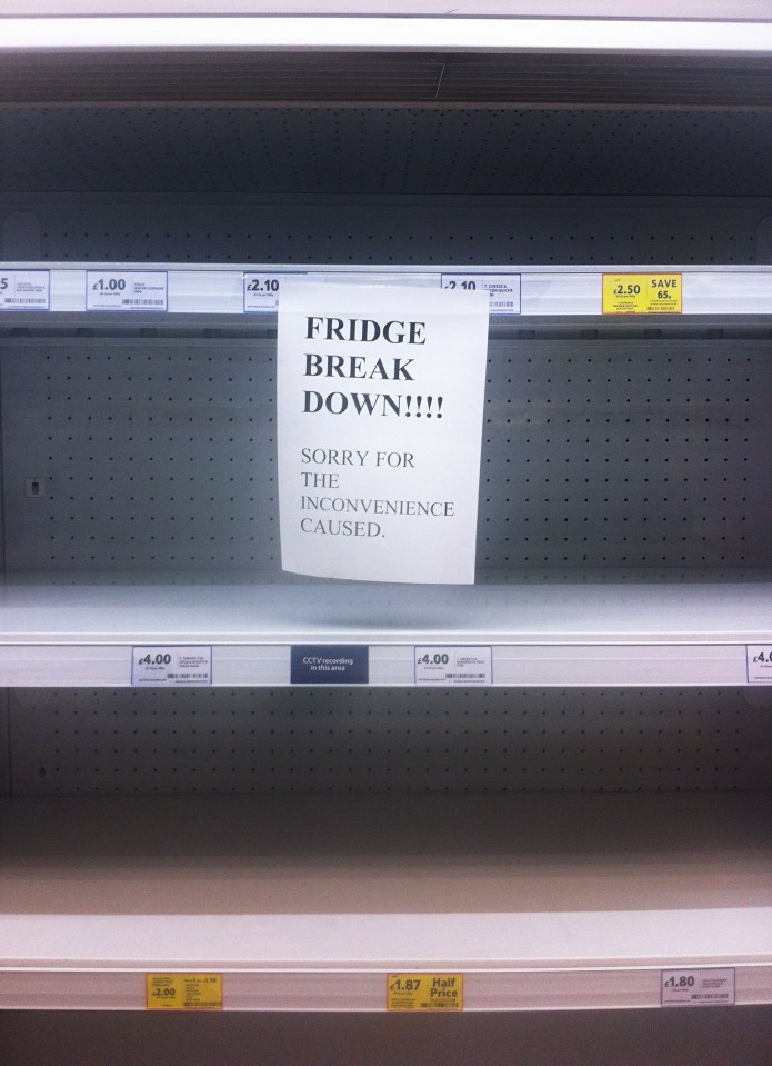 Things got worse when the fridge was also down at the Metro store in London Victoria Station