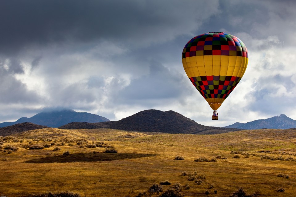 Hot Air Balloon over a field in Temecula California
