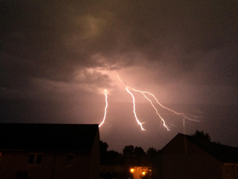 Lightning also struck at Croy near Inverness at around 4am this morning after temperatures rocketed in the UK yesterday