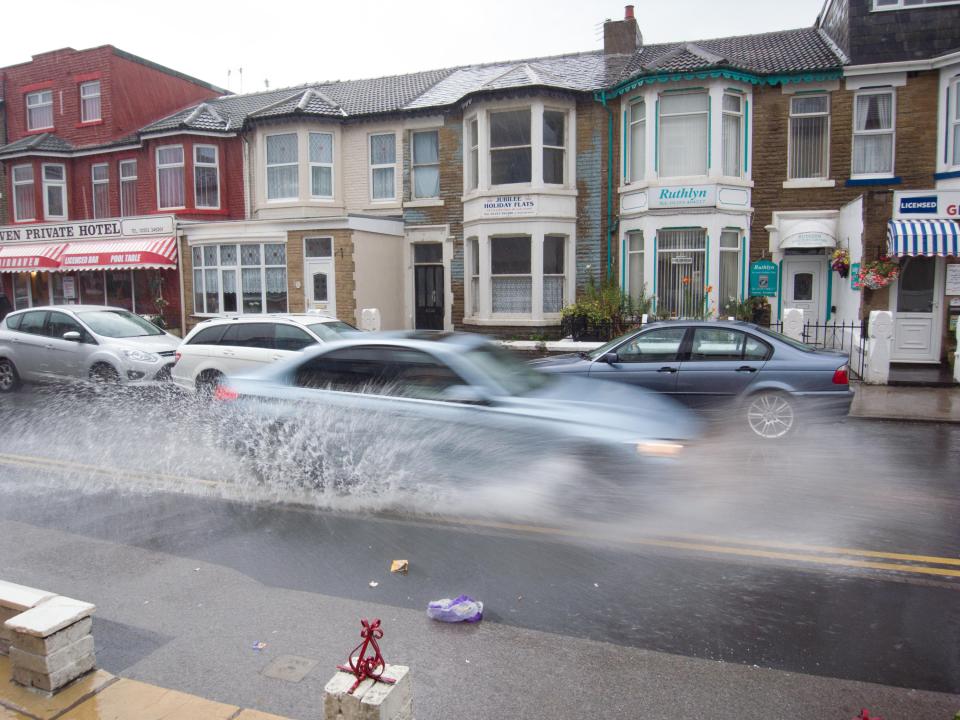 After the hot spell a band of thunderstorms moves into Blackpool from the Irish sea bringing torrential rain and localised flooding