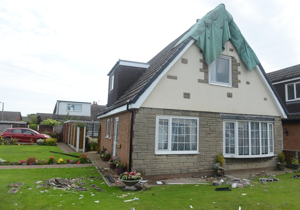 A house in Walmer Bridge, near Leyland, Lancashire, was struck by lightning early this morning injuring no-one but inflicting damage on the building